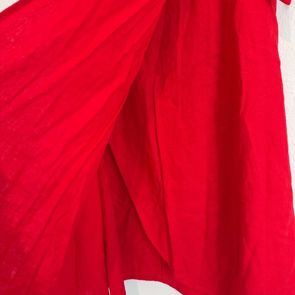 J. Crew Factory, Linen-blend faux-wrap Skirt, Bright Cerise, Size Medium - Picture 5 of 6